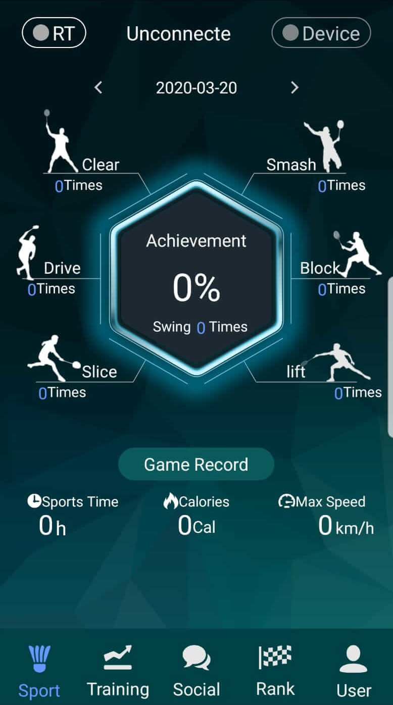 Smart Badminton - App Hud